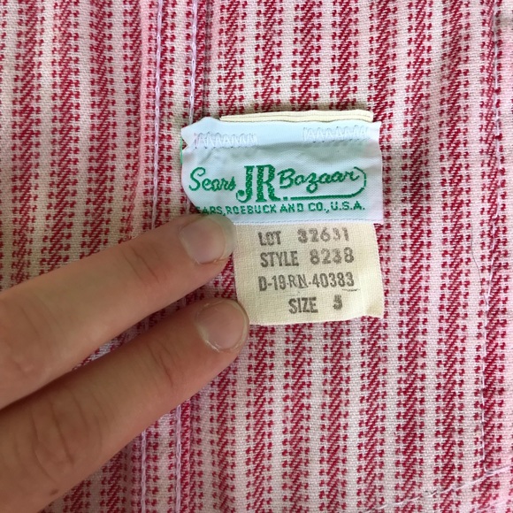 SOLD 70s red striped denim overalls flare jeans - Picture 6 of 7